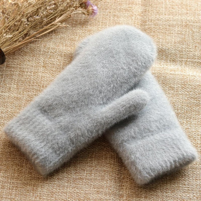IZUS Women Winter Warm Cold-Weather-Mittens Acrylic-Wool Thick-Knitted-Crochet-Gloves Spring S/M - Image 2